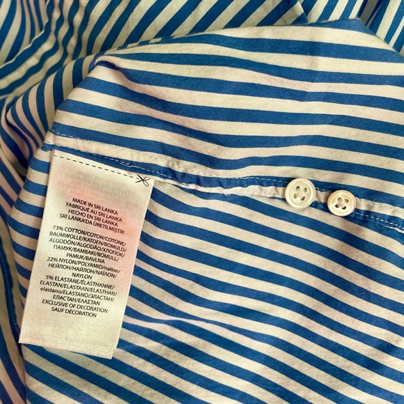 Polo Ralph Lauren Button Down Shirt Women’s Size 12 Slim Stretch Blue Stripe - Picture 9 of 9